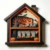 Venda Quente Transfronteiriça Halloween Enfeites de Casa Assombrada de Madeira Substituíveis Fantasma Bruxa Abóbora Artesanato Decorativo de Mesa