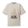Comércio Exterior Transfronteiriço Em Estoque Derreter Conector Estilo Americano Marca Tendência High Street Retro Estampa Líquida Camiseta Casual Solta de Manga Curta