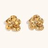 Europa y Estados Unidos tendencia transfronteriza temperamento Joker joyería acero inoxidable chapado oro 18K retro flor doble punto taladro aretes mujer