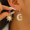 Colar Pingente de Lua e Sol da Moda com um Estilo Europeu e Americano de Alta Qualidade, Joia Transfronteiriça, Corrente para Clavícula com Pingente de Sol e Lua para Mulheres