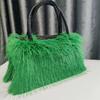 Bolso de peluche de piel sintética de estilo europeo y americano, bolso de mano suave de piel artificial, bolso de compras, bolso de mano de piel de mapache sintética de gran capacidad.
