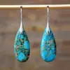 Pendientes colgantes de piedra emperador de colores de moda en Amazon, forma de gota, para mujer, temperamento bohemio, pendientes multicolor