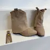 Versión de cuero suave~Botas de moda Melard con borlas para mujeres petite, botas de media caña que aumentan la altura, cómodas y no cansan los pies, botas estilo pantalón