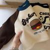 Sudadera Infantil para Niños, Nuevo Estilo de Invierno, Camiseta de Manga Larga para Niños, Color de Contraste Ropa para Bebés, Estampado de Dibujos Animados, Forro Polar, Estilo Femenino