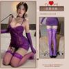 Lingerie Sexy Novo Roxo Estilo Puro Luxúria Conjunto de Luvas Vazado Sexy Aro de Aço Belas Costas Provocante Suspensório Tentação para Mulheres