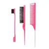 Set de Peines Transfronterizo, Set de Tres Piezas, Cepillo para Levantar el Cabello, Cepillo para Bordes, Peine de Cola con Punta de Aguja de Acero, Pincel Doble para Cejas, Herramienta para Peinar el Cabello