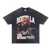 Cross-border AliExpress T-shirt masculina lavada verão velho americano retro rua alta maré meia manga solta hiphop atacado