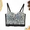 Top ajustado sin tirantes para mujer, con lentejuelas y cuentas, estilo fiesta, discoteca, hombros descubiertos, Amazon AliExpress