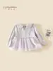 Vestido de Outono com Manga Longa para Meninas 2026 Nova Moda Roupas de Renda para Bebês Meninas Tops Infantis Primavera e Outono