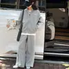 Conjunto Esportivo de Outono para Meninas Gola Alta Estudante do Ensino Fundamental Menina Adolescente Jaqueta com Zíper Calça Casual Conjunto de Duas Peças Tendência