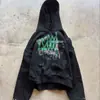 Moletom com capuz INS outono retrô desgastado com estampa de caveira e ossos cruzados gótica, modelagem ampla