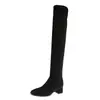 Botas de Mujer 2026 Nuevas Otoño/Invierno Altas Hasta la Rodilla con Caña Gruesa, Punta Cuadrada, Tacón Grueso, Elásticas Ajustadas