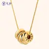 En stock Collar con Colgante de Acero Inoxidable con Perla Plana Grabado Circonita Regalo Personalizado Familia Personalizada