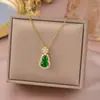 Nuevo collar de calabaza estilo chino imitación calcedonia con microincrustación completa de diamantes para mujer, exquisito y versátil, nueva cadena para clavícula ultrabrillante de lujo ligero