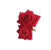 Tocado de novia retro con clip lateral de flor de simulación roja con doble franela y una palabra de Amazon