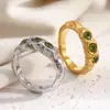 Pulsera de Anillo Nueva Versátil de Alta Gama Transfronteriza Europea y Americana de Acero Inoxidable Chapado en Oro de 18 Quilates Anillo Delgado con Tres Circonitas