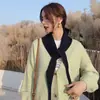 Chaleco de Lana de Rayas Finas al por Mayor para Mujer, Calentador de Cuello Multifuncional, Bufanda Triangular de Punto Imitación Cachemir, Versátil para Otoño e Invierno