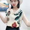 Mujer Mayor y de Mediana Edad Talla Grande Madre Niña Gordita Holgada Adelgazante Posicionamiento Flor Muñeca Cuello Camisa Verano Nueva Camiseta de Manga Corta