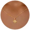 Colar Transfronteiriço Novo de Aço Inoxidável Estrela do Mar Caranguejo Zircônia Moda Feminina Versátil Estrela de Seis Pontas Cauda de Estrela do Mar Corrente para Clavícula