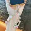 Cadena Creativa de Aleación con Cerezas de Doble Hilo y Cuentas para Teléfono Móvil Llavero Colgante Exquisito para Bolso Accesorios para Funda de Teléfono Móvil Pequeños Regalos