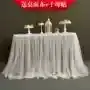 Toalha de Mesa e Saia de Gaze para Mesa de Assinaturas de Casamento, Decoração de Mesa de Sobremesas com Cortinas de Gaze, Adereços para Cena de Noivado e Aniversário
