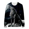 Exportação Transfronteiriça Nova Masculina Estampa Animal 3D Impressa Tigre Lobo Casual Personalizado Gola Redonda Pulôver Moletom