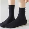 [Antideslizante de Silicona] Calcetines Largos Hasta la Rodilla, Calcetines Negros JK Adelgazantes a Presión, Calcetines para Muslos Estilo Puro Algodón Puro Lustre para Primavera y Otoño