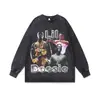 Sudadera Retro Redonda Transfronteriza Europea y Americana Hip-Hop Rap Oversize Holgada Lavada Desgastada Algodón Puro Peso Pesado 280g