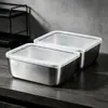Caja de Almacenamiento Sellada para Refrigerador de Acero Inoxidable para Verduras y Frutas, Lonchera para Oficinistas, Caja de Empaque para Picnic con Tapa