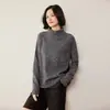 Suéter de Punto Grueso de Cachemir para Mujer 2026 Otoño/Invierno Cuello Alto Color Sólido Calibre 7 Manga Raglán Holgado Suéter de Punto Base