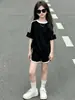 Conjunto de Verano para Niños y Niñas, Nuevo Conjunto de Moda para Niños Mayores y Estudiantes, Conjunto Casual de Dos Piezas con Pantalones Cortos de Manga Corta para Verano