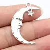 42X27mm 3.2g Color Plata Antigua Rostro Humano Luna Estrella Colgante Accesorios DIY Piezas de Joyería Fabricante Mayorista