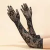Luvas de Malha Europeias e Americanas da Moda Transfronteiriças, Luvas de Malha Escura Góticas, Luvas para Cosplay de Halloween