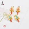 Novo Pingente Tradicional de Esmalte Cinco Deuses da Fortuna para Pulseira DIY Charme Pingente Acessórios de Joias de Cobre