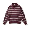 Comercio Exterior Transfronterizo Otoño e Invierno 2025 Moda Estilo Europeo y Americano Ropa de Mujer Suéter de Punto con Cuello Polo de Color Contrastante Retro Americano para Mujer