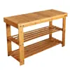 Divisor de Zapatero de Bambú, Taburete para Cambiarse los Zapatos, Puerta Principal del Hogar, Taburete de Vestidor, Gabinete de Zapatos de Madera Maciza Simple para Entrada