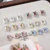 Nova Joia de Unha com Diamantes Quadrados de Cristal Transparente de Gelo Exquisite Joia de Unha com Diamantes de Cristal Acabada de Alta Qualidade
