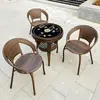 Juego de mesa y sillas pequeñas para balcón con sillas de ratán, juego combinado de tres piezas, mesa y sillas de té para ocio al aire libre, silla impermeable para patio exterior con respaldo