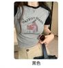 2026 Verão Novo Estilo Retrô Americano Ins Algodão Puro Manga Curta Feminino Curto Hot Girl Camiseta Verão Manga Raglan Top