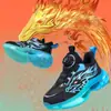 Tênis Esportivo Infantil Respirável de Malha 2025 Novo Outono Sapatos de Estudante para Meninos Tênis de Basquete de Couro Tênis de Meninos com Amortecimento
