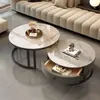 Atacado transfronteiriço de mesas de centro de ardósia para salas de estar, mesas laterais redondas simples e modernas para apartamentos pequenos, mesas de chá comerciais