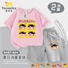 Roupa de Detetive Bunda Camiseta Infantil Verão Novo Estilo Meninos e Meninas Tamanhos Pequenos e Médios Roupa de Shorts Manga Curta Estilo Ocidental Algodão Puro