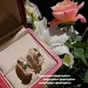 Joyas generosos pendientes de flor de esmalte de gota de agua traje de anillo de corona de taro de ensueño chapado en oro circón