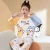 Pijama Feminino Novo para a Primavera de 2026 Manga Longa Calça Longa Conjunto Fino Kuromi Tamanhos Médio e Grande Roupa de Casa Infantil Venda por Atacado