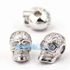 Accesorios de joyería DIY cuentas de hueso de calavera de fantasma hambriento microincrustadas cara corta brillante chapado en oro negro Oro Blanco