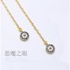Plata de ley S925 Ojo Turco del Diablo Pendientes de hilo Corea del Sur elegantes pendientes largos de diamante joyería de plata para mujer 8794