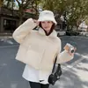Chaqueta de algodón real derribada abrigo de pana invierno nuevo estilo corto para personas menudas engrosada abrigo de pan para estudiantes mujeres