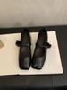 Francês Retro Dedo Quadrado Boca Rasa Sapatos de Camada Única Feminino Salto Médio Primavera e Outono Estilo Noite Elegante Fada Salto Grosso Mary Jane Pequenos Sapatos de Couro