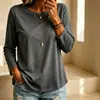 2026 Ropa de mujer transfronteriza de Amazon camiseta cómoda versátil casual cuello redondo hombro normal manga larga top para usar por fuera y como capa