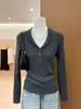 Suéter de Punto Canalé Color Marrón Té con Cuello Solapa Larga para Mujer Estilo Old Money, Precioso y Adelgazante Top Holgado para Otoño